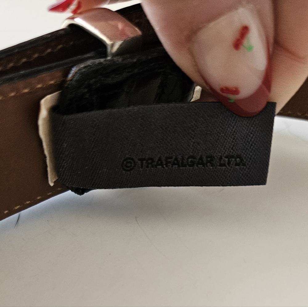 Trafalfar Black Croc Embossed Mens‎ Leather Belt Size 44 - Picture 8 of 10